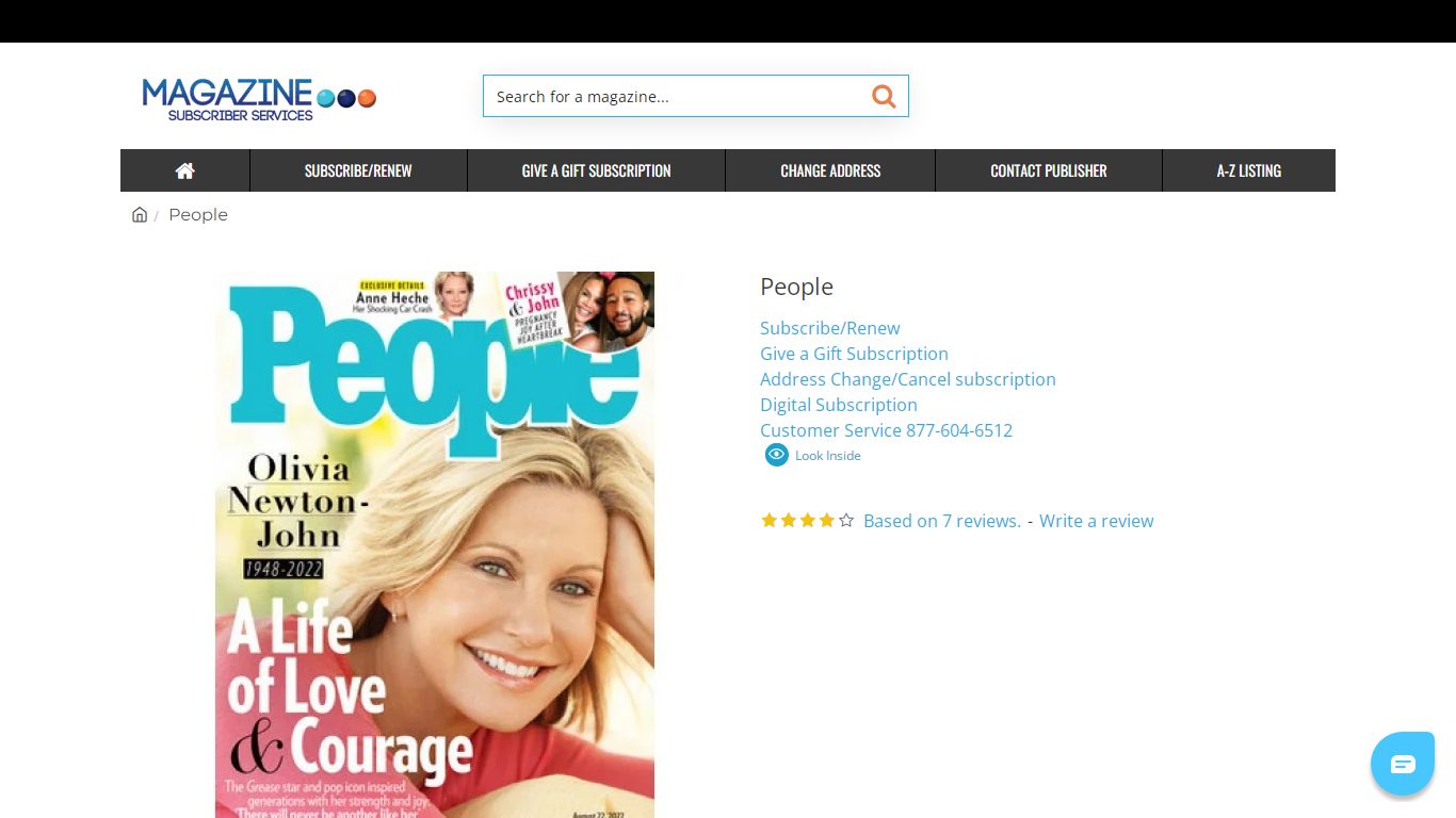 People Magazine Subscriber Services